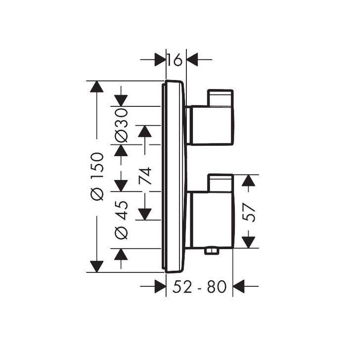 Hansgrohe Ecostat S Set de finition pour mitigeur thermostatique encastré avec robinet d’arrêt et inverseur, Aspect Doré poli (15758990) 1