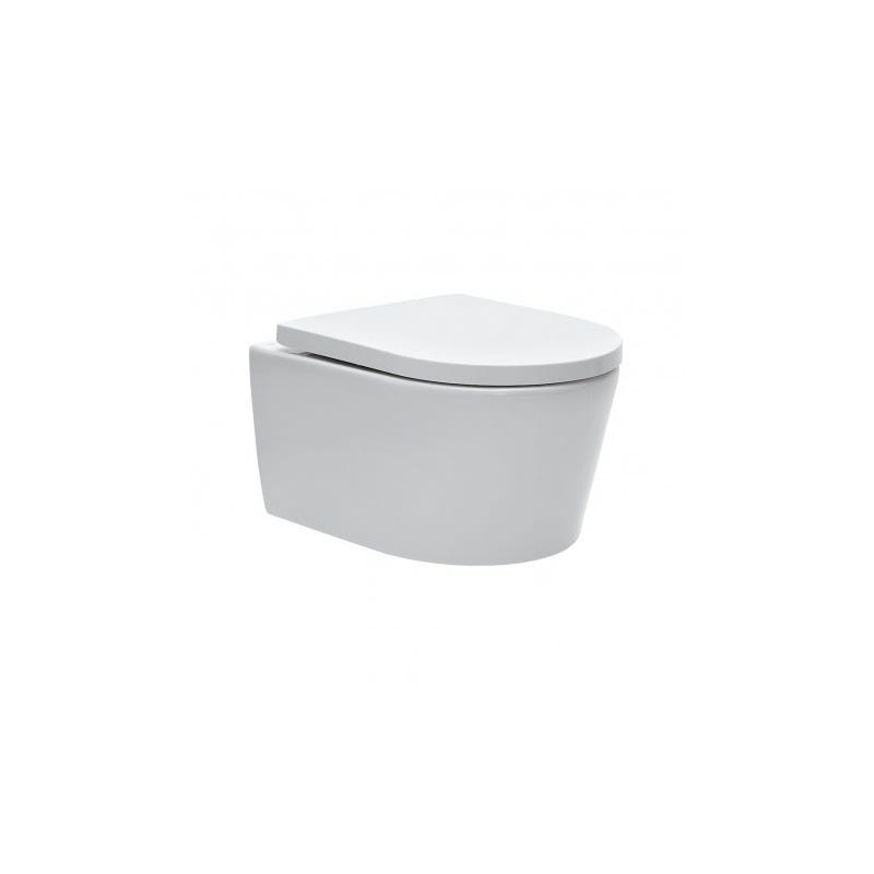 Pack WC Bati-support Geberit Cuvette SAT rimless fixations invisibles + Abattant softclose + Plaque blanc chrome GebSatrimless-C 1