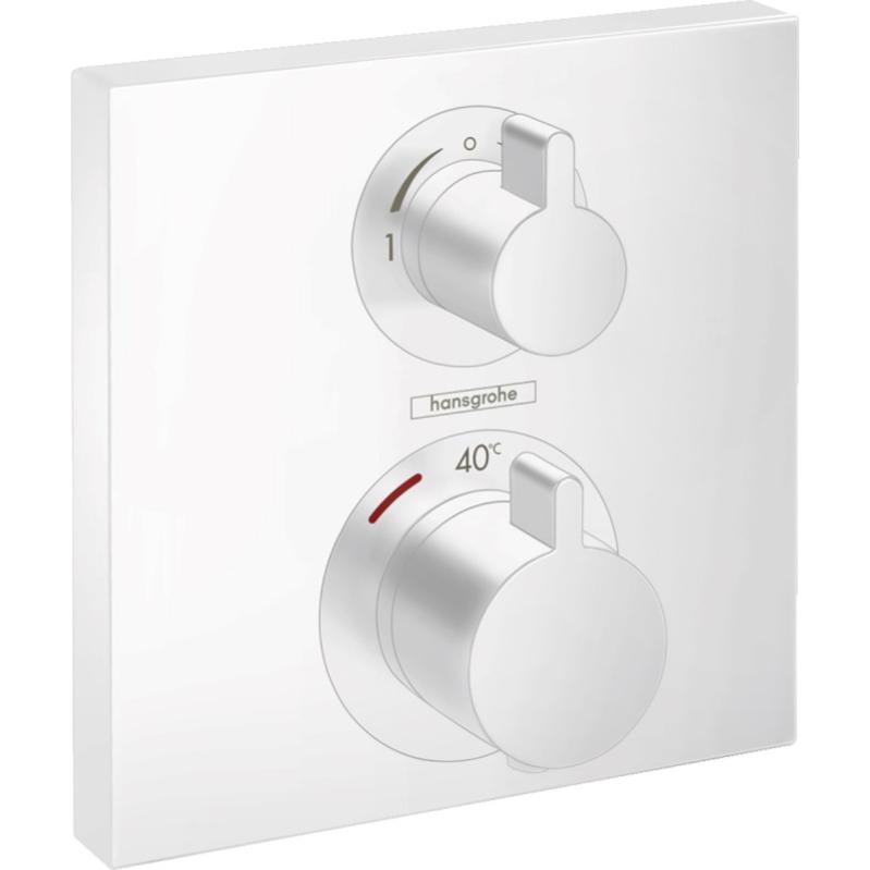 Hansgrohe Ecostat Square Set de finition pour mitigeur thermostatique encastré avec robinet d’arrêt et inverseur Blanc mat 15714700