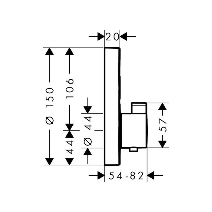 Hansgrohe ShowerSelect S Set de finition pour mitigeur thermostatique encastré avec 2 fonctions, Noir mat (15743670) 1