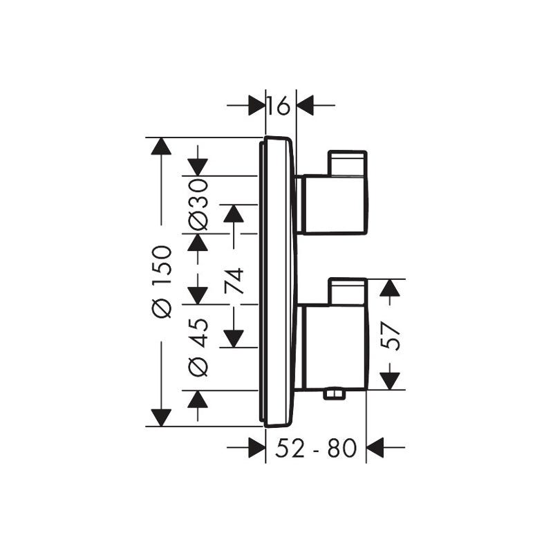 Hansgrohe Ecostat S Set de finition pour mitigeur thermostatique encastré avec robinet d’arrêt et inverseur, Noir mat (15758670) 1