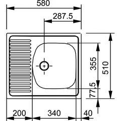 Franke EUROSTAR - évier Acier inoxydable ETN611-58, 580x510 mm + siphon (101.0286.108) 1