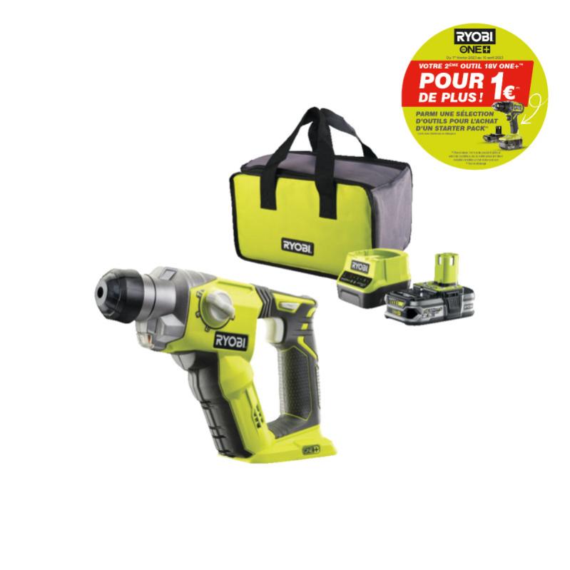 Marteau perforateur RYOBI 18V OnePlus - 1 batterie LithiumPlus 2.5Ah - 1 chargeur rapide R18SDS-125S