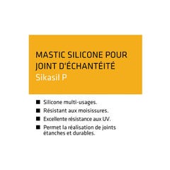 Lot de 6 mastics silicone universel SIKA Sikasil-P Marine - Blanc - 300ml 4