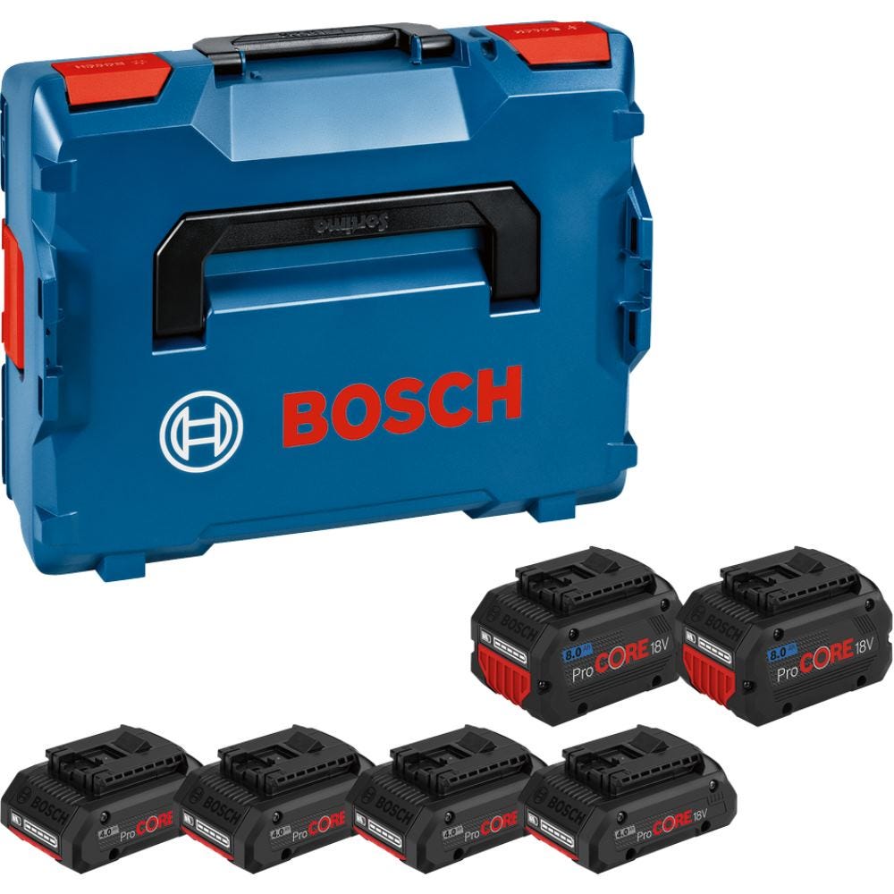 Pack de 6 batteries 4x4.0Ah + 2x8.0Ah + coffret L-BOXX - BOSCH - 1600A02A2T 5
