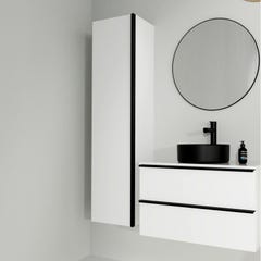 Meuble colonne de salle de bain 160 cm coloris blanc et poignées noires - Virgo 0