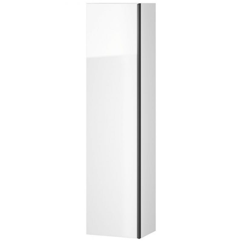 Meuble colonne de salle de bain 160 cm coloris blanc et poignées noires - Virgo 1