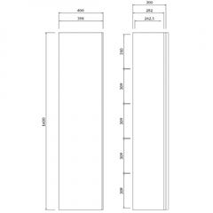 Meuble colonne de salle de bain 160 cm coloris blanc et poignées noires - Virgo 3