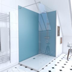 Ensemble complet douche à l'Italiennne avec Receveur 120x90 + Paroi chrome + Panneaux muraux