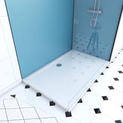 Ensemble complet douche à l'Italiennne avec Receveur 120x90 + Paroi transparent + Panneaux muraux 1