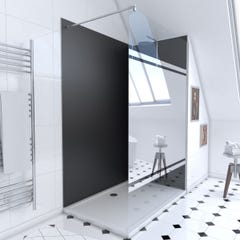 Ensemble complet douche à l'Italiennne avec Receveur 90x120 + Paroi miroir + Panneaux muraux noir 0