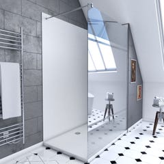 Ensemble complet douche à l'Italiennne avec Receveur 90x120 + Paroi miroir + Panneaux muraux blanc 0