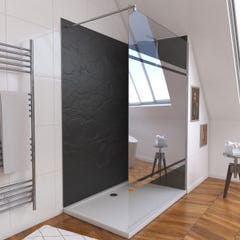 Ensemble complet douche à l'Italiennne avec Receveur 90x90 + Paroi Miroir + Panneaux muraux Ardoise 0