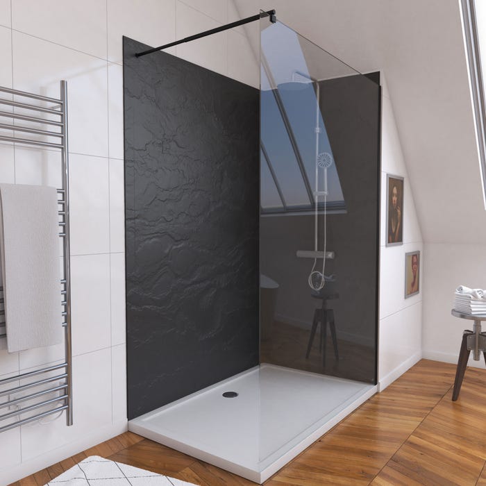 Ensemble complet douche à l'Italiennne avec Receveur 90x120 + Paroi transparent + Panneaux muraux 0