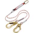 Coverguard - Double longe à absorbeur d'énergie corde tressée avec 2 longes et crochets TOPCLOCK - Blanc / Rouge - Unique