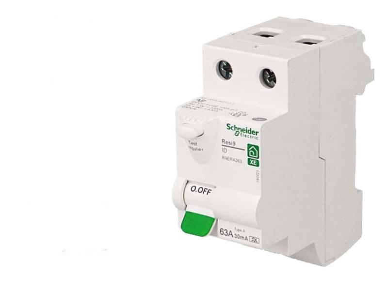 Interrupteur différentiel 2P RESI9 XE 30 mA 63 A Type A embrochable - SCHNEIDER ELECTRIC - R9ERA263