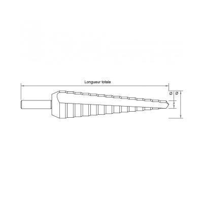 Foret conique étagé TiAln, queue de 10 mm, capacité de perçage de 4 à 30 mm
