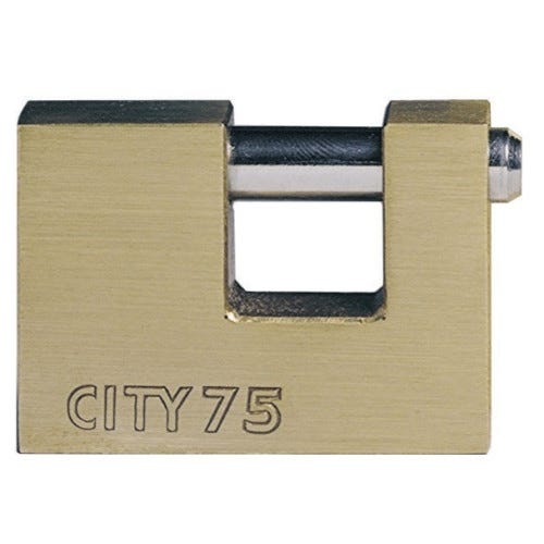 Cadenas à clés rectangulaire corps laiton anse acier cémenté chromé type city 75 1
