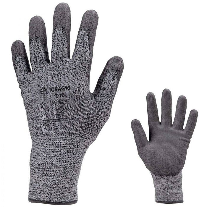 Lot de 12 paires de gants gris jauge 13 coupure C enduit PU gris - COVERGUARD - Taille XS-6 2