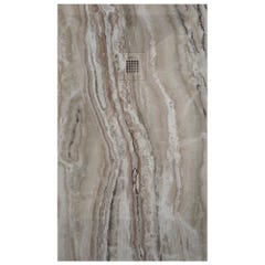 Receveur de douche Travertin brun , finition Lisse Stone 3D, grille de couleur - 190 x 80 cm 0