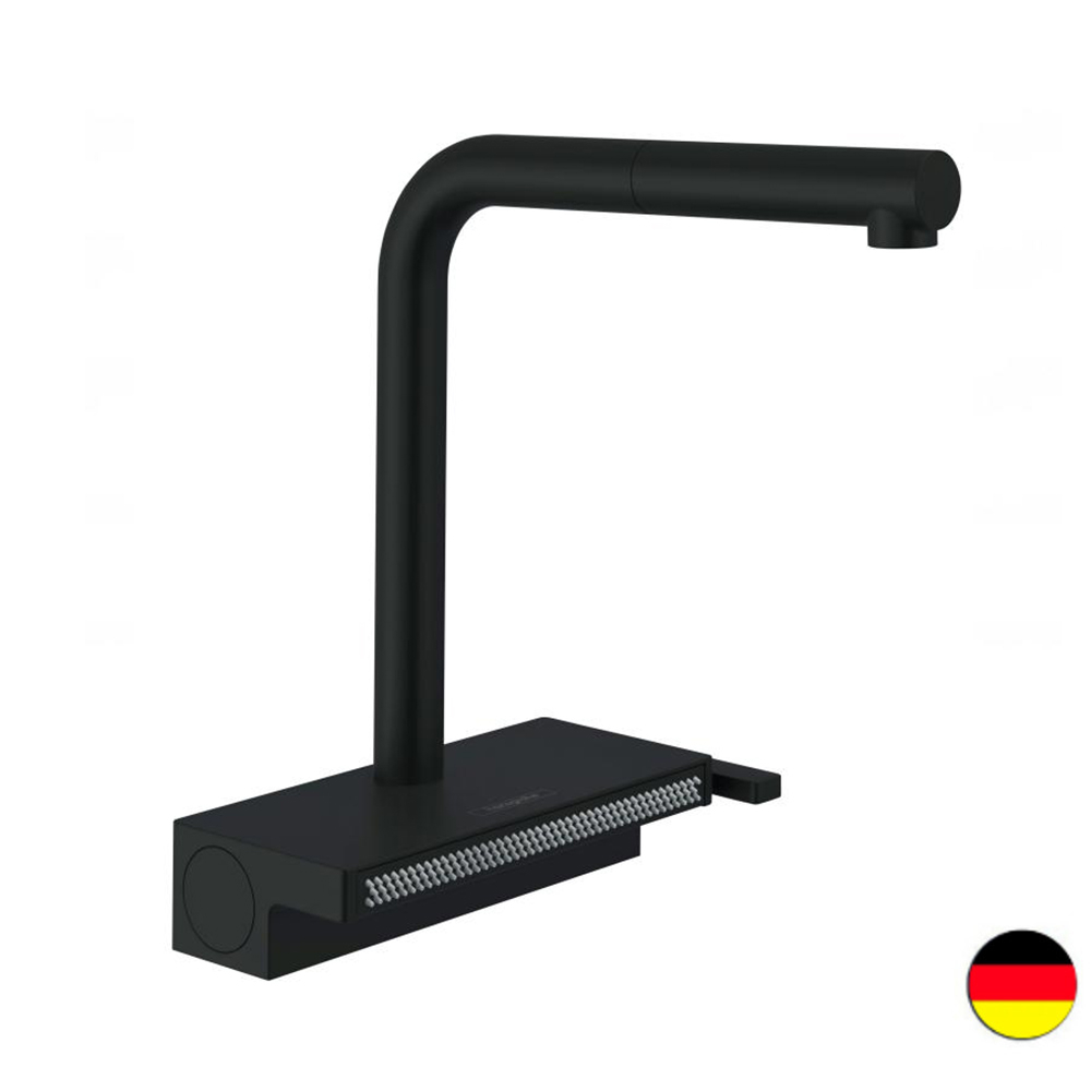 Mitigeur cuisine HANSGROHE Aquno Select M81 sBox 2 jets avec douchette extractible + passoire, noir mat