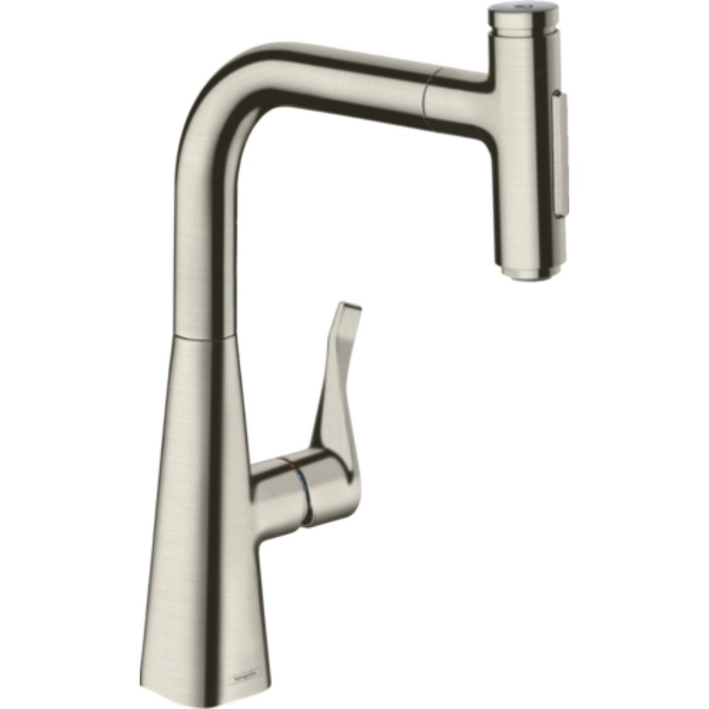 Mitigeur cuisine HANSGROHE Metris Select M71 240 douchette extractible 2 jets sBox, aspect acier inox