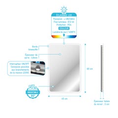 Miroir salle de bain avec eclairage LED - 40x60cm - GO LED 3