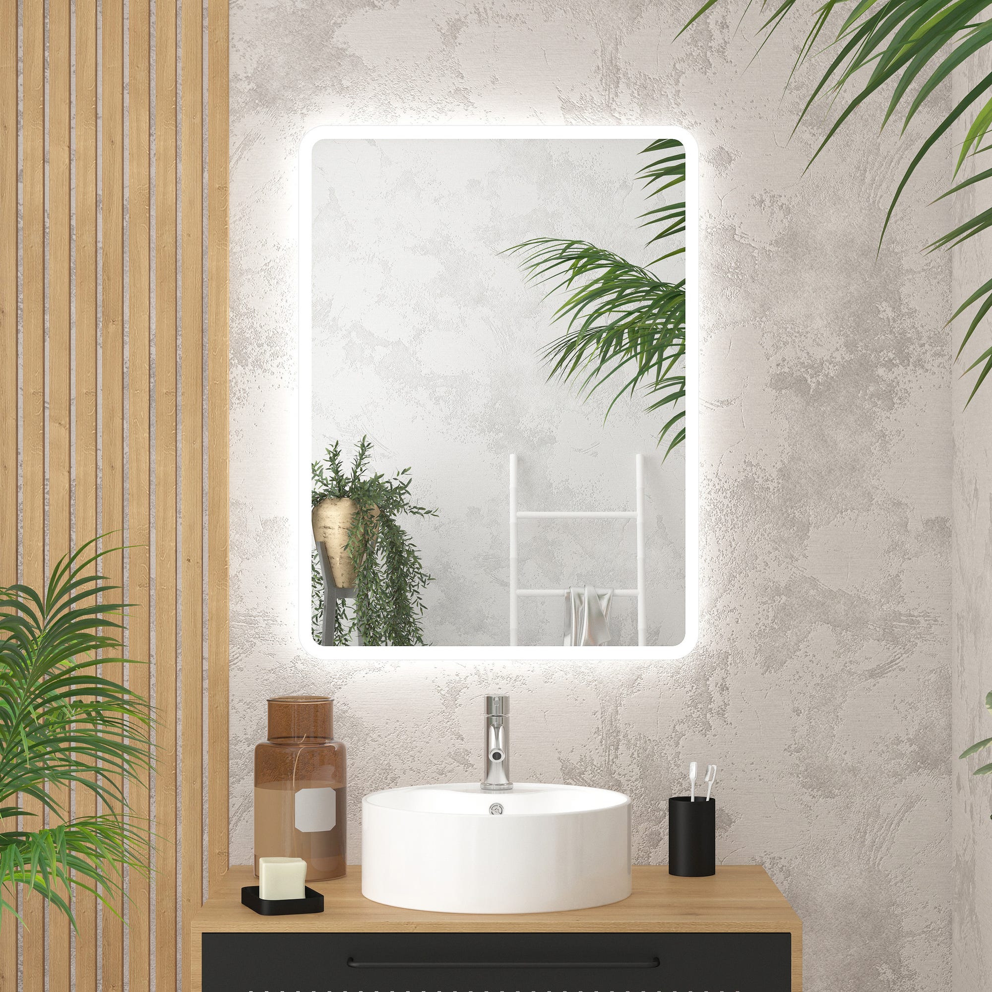 Miroir salle de bain avec eclairage LED - 60x80cm - GO LED 0