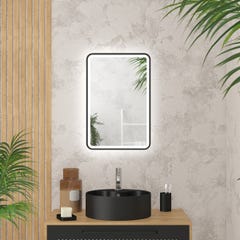 Miroir salle de bain avec eclairage LED et contour noir - 40x60cm - GO BLACK LED 0