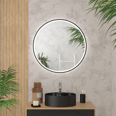Miroir salle de bain ROND avec éclairage LED et contour noir - Ø70cm - GO BLACK LED 0