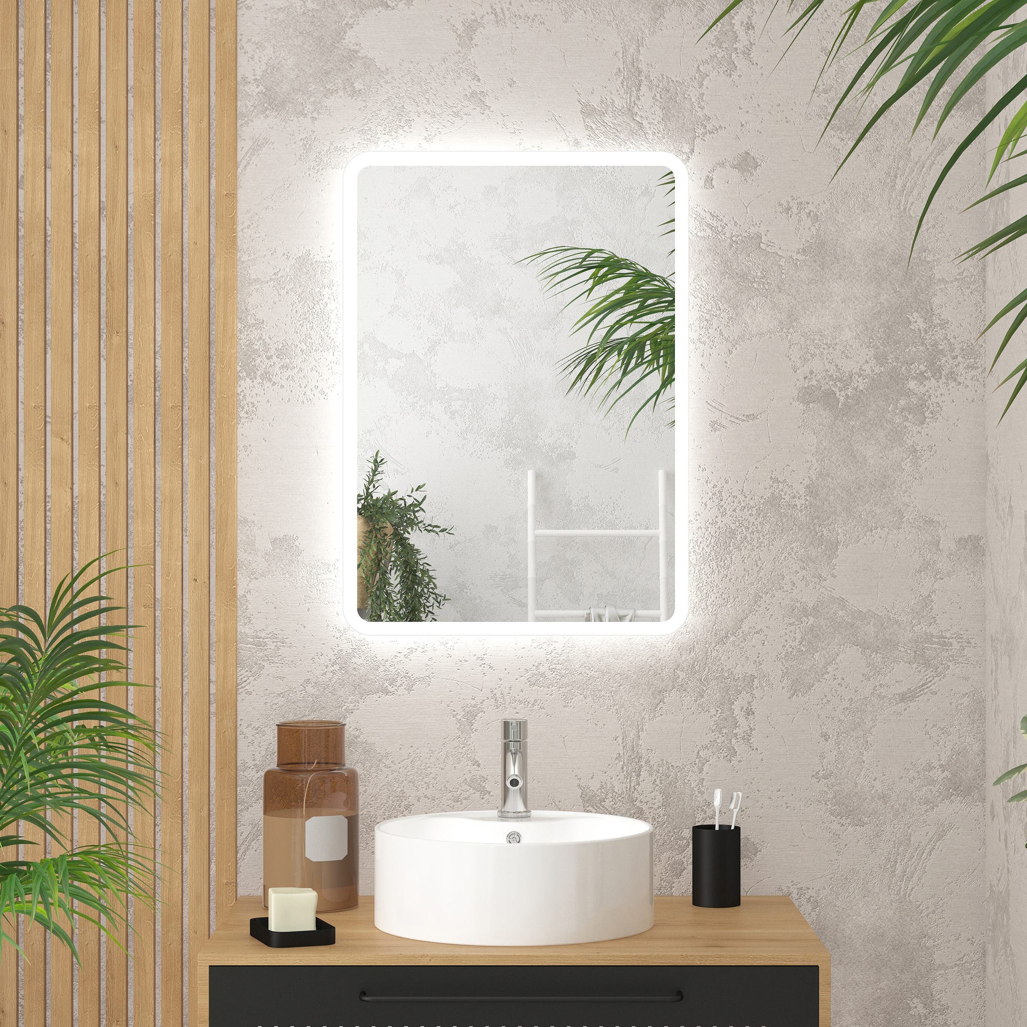 Miroir salle de bain avec eclairage LED - 50x70cm - GO LED 0