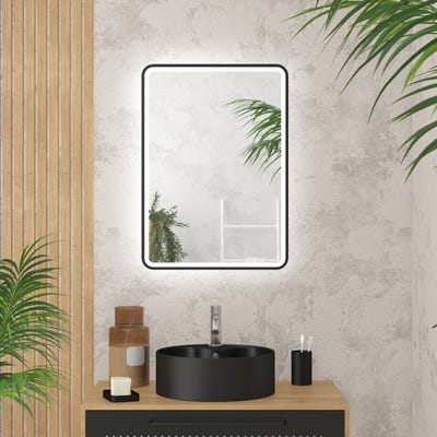 Miroir salle de bain avec eclairage LED et contour noir - 50x70cm - GO BLACK LED 0