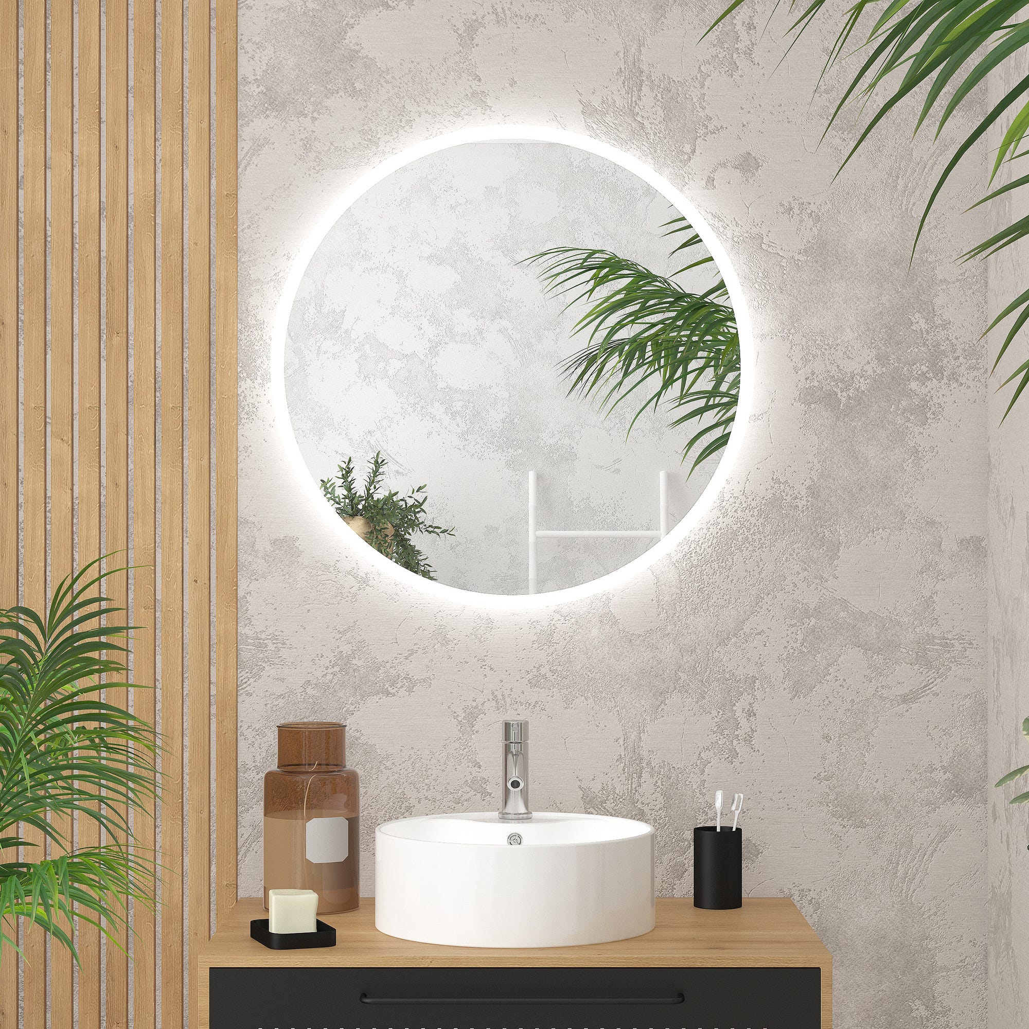 Miroir salle de bain rond avec eclairage LED - Diamètre 70cm - GO LED 0
