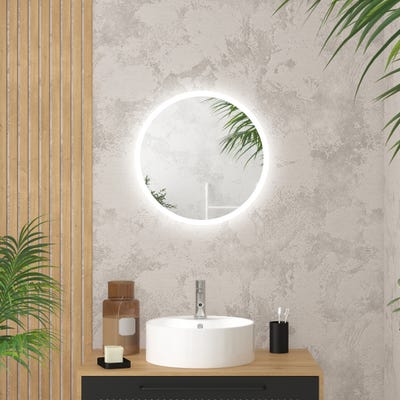 Miroir salle de bain rond avec eclairage LED - Diamètre 50cm - GO LED