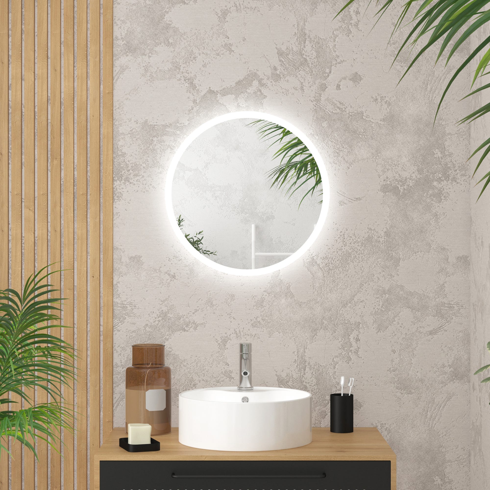 Miroir salle de bain rond avec eclairage LED - Diamètre 50cm - GO LED 0