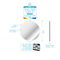 Miroir salle de bain rond avec eclairage LED - Diamètre 50cm - GO LED 3
