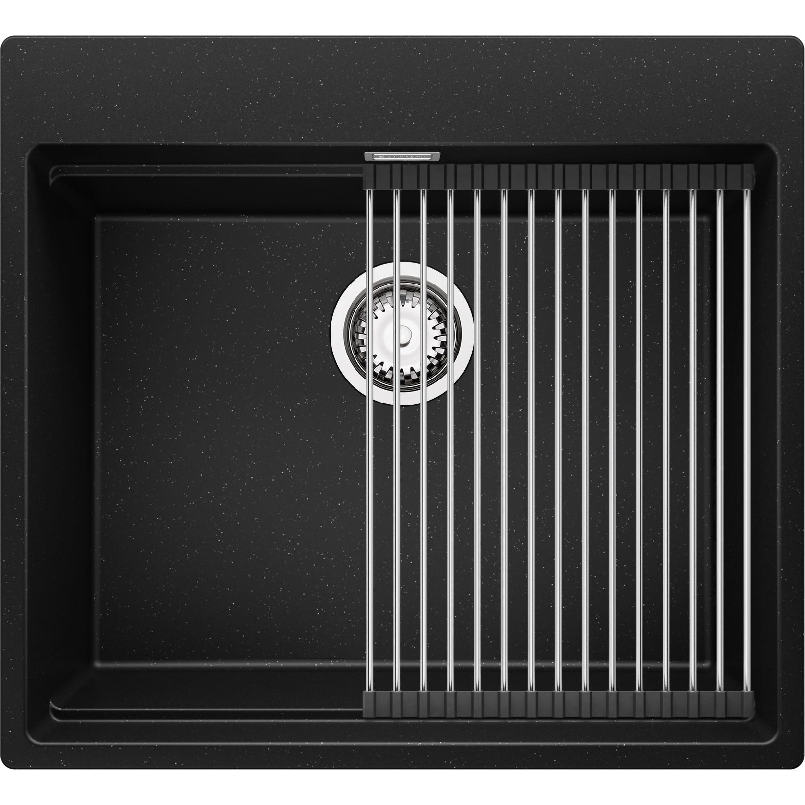 Evier Cuisine Noir Metallic, 58 x 53 cm, Evier en Granit 1 bac + Kit de Vidage, Evier a Encastrer de Primagran 5