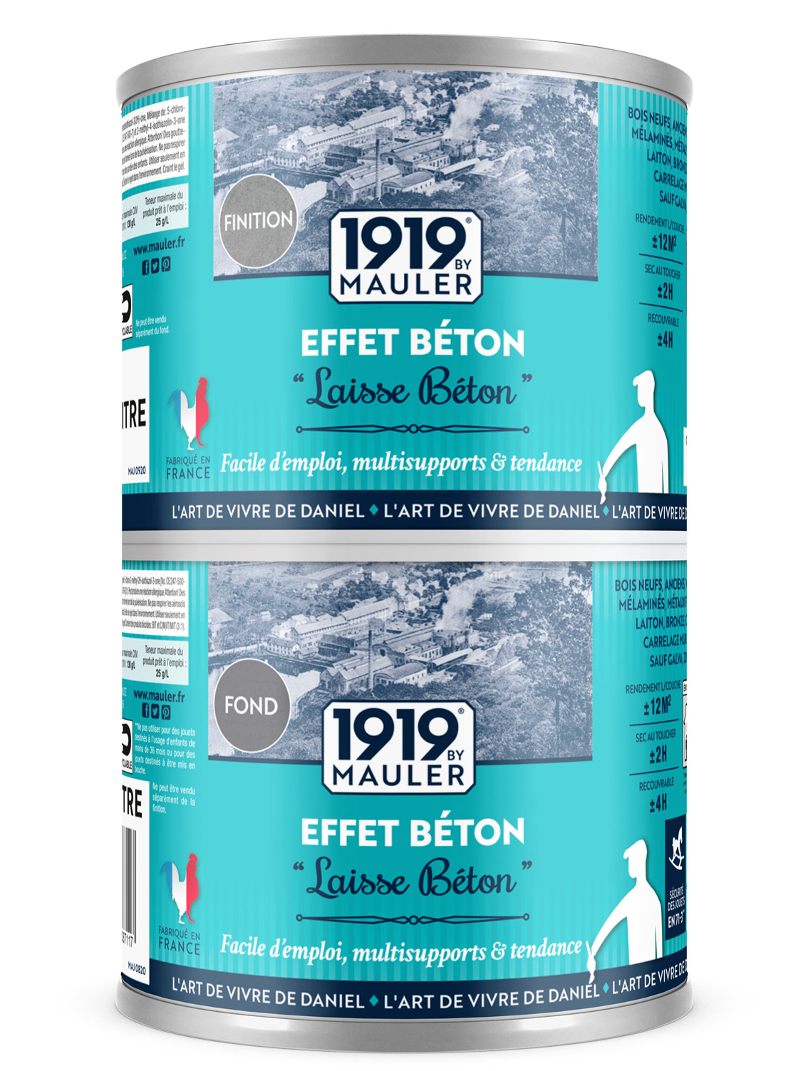 Peinture effet béton 1919 BY MAULER multisupports : meuble, cuisine, mur - Kit 0.75L sans odeur