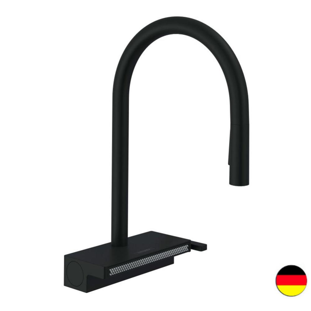 Mitigeur cuisine HANSGROHE Aquno Select M81 3 jets avec douchette extractible + passoire, noir mat
