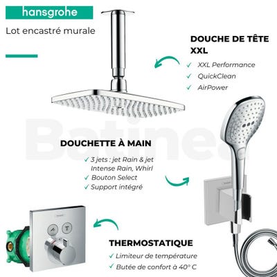 Lot robinet douche encastré thermostatique HANSGROHE + Douche de tête Raindance E 240 fixation plafond 3