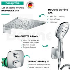 Lot robinet douche encastré thermostatique HANSGROHE Ecostat E + Douche de tête Raindance E 300 3