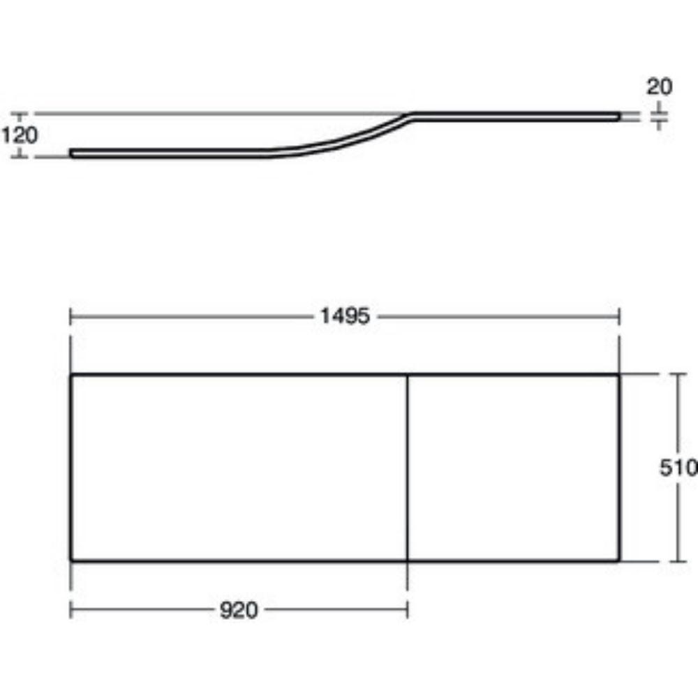 Ideal standard Tablier frontal 150 cm asymétrique Connect Air blanc 1