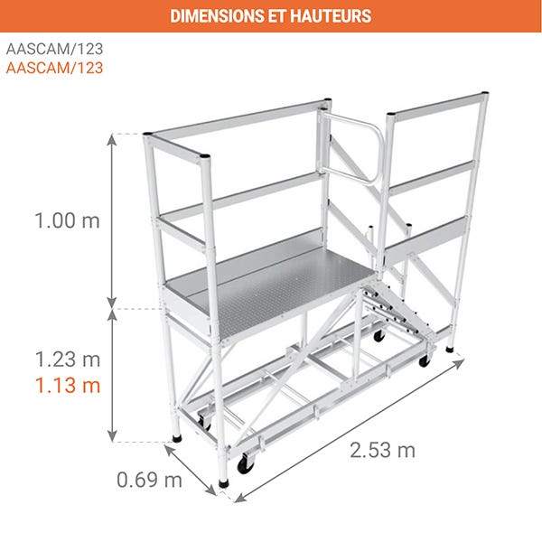 Plateforme accès arrière camion - Hauteur 1.13m - AASCAM/113 1