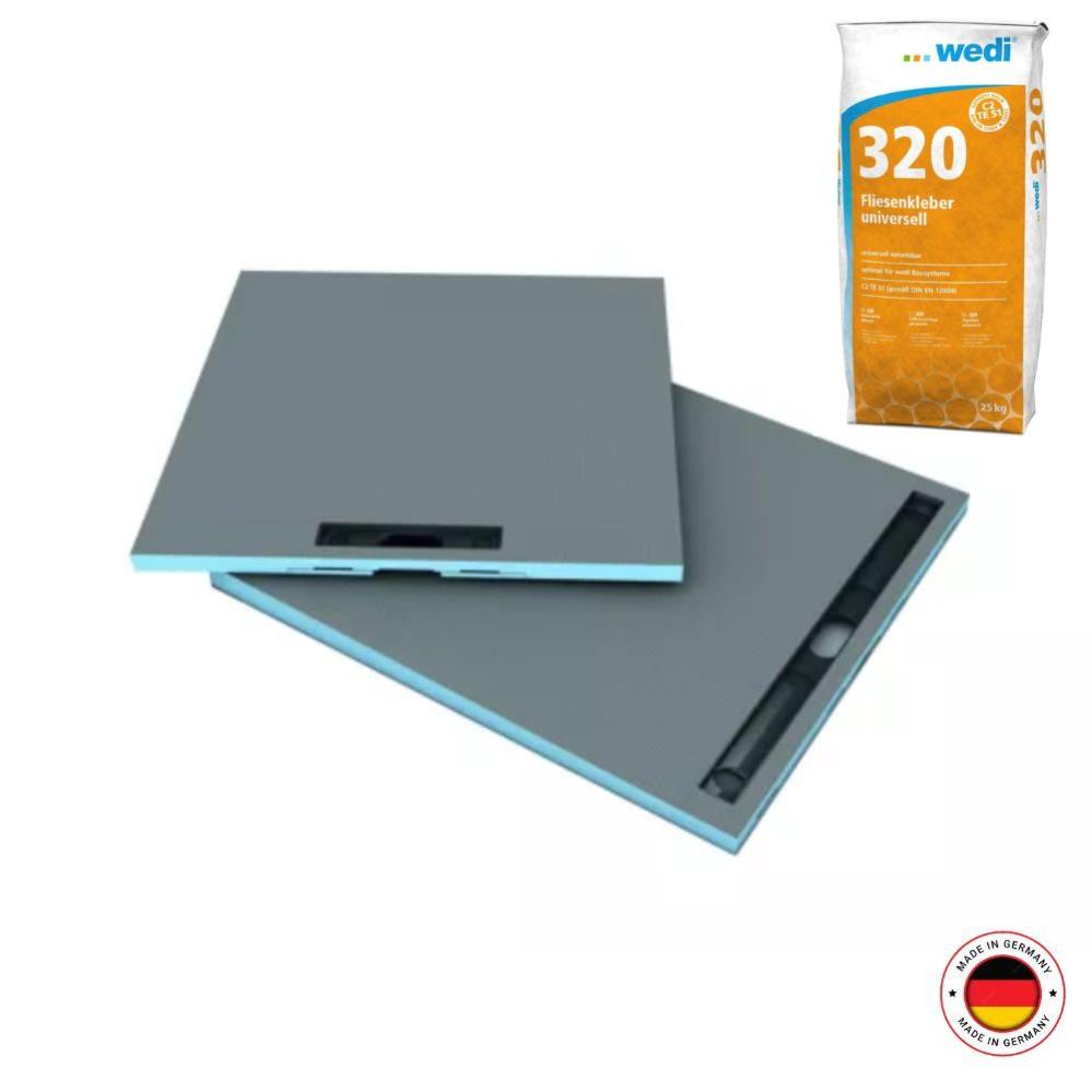 Receveur à carreler WEDI Fundo Riolito Neo, écoulement linéaire + colle 320 , 120 X 80