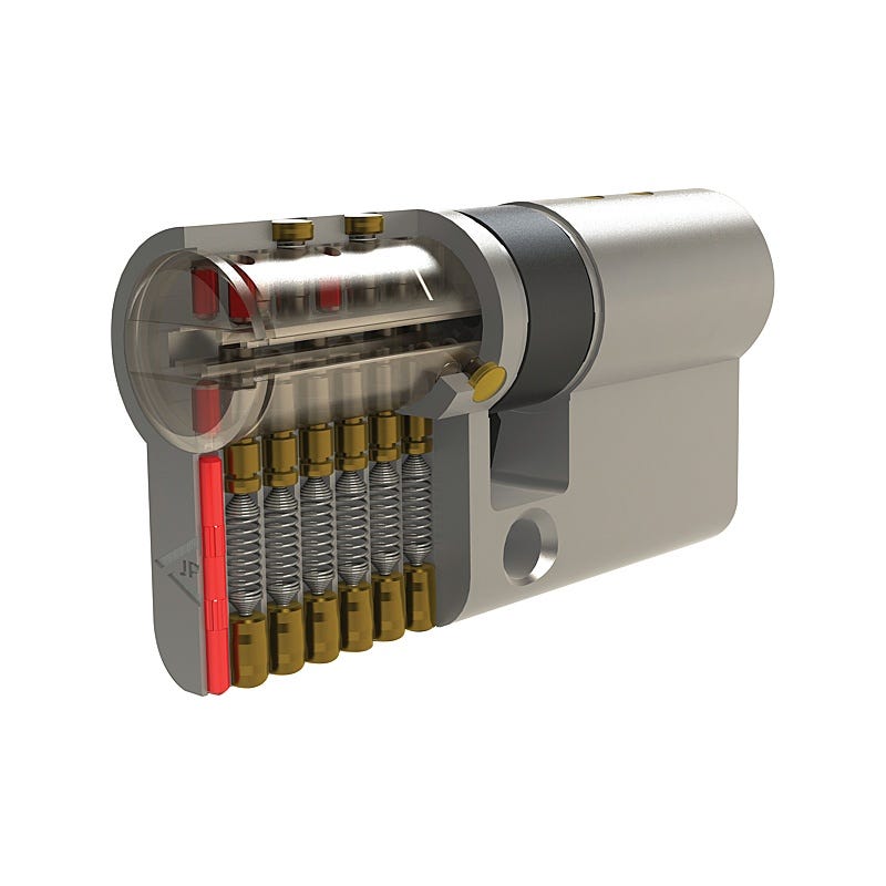 Cylindre double varié nickelé quarz up en 30 x 60 mm avec carte de propriété et 4 clés réversibles, JPM 5