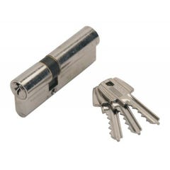 cylindre double type TE5 en laiton nickelé 35 x 50 mm 3 clés 1