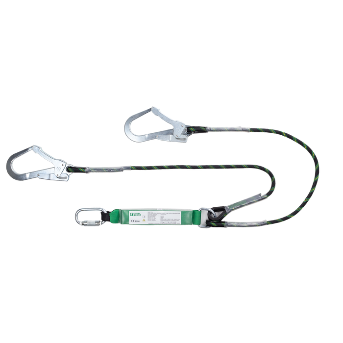 Longe double à absorbeur EDGE corde tressée avec 2 connecteurs acier ouverture 50mm 0