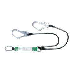 Longe double à absorbeur corde tressée avec 2 connecteurs aluminium ouverture 60mm PIRUS - EN355 1