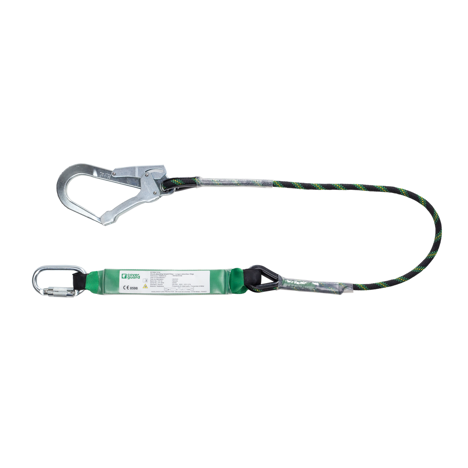 Longe à absorbeur EDGE en corde tressée avec connecteur acier ouverture 50mm 0