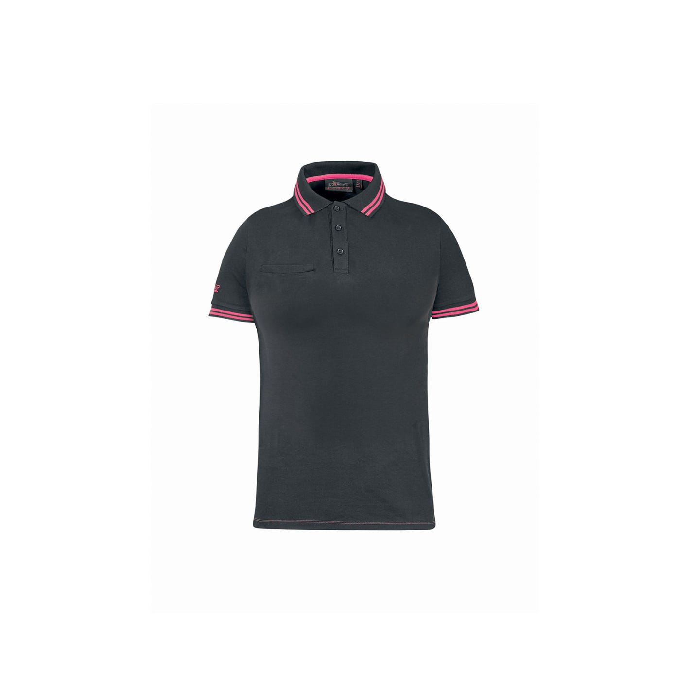 Polo manches courtes femme WAY LADY Grey Fucsia | EY264GF - Upower 0